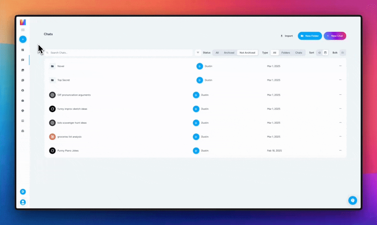 animated GIF showing how Magai's workspaces work