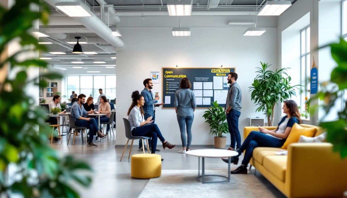 People having a positive discussion in the workplace