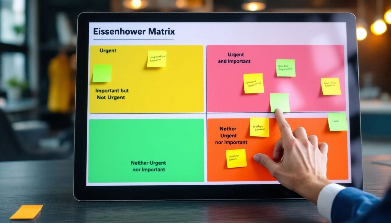 Description: A diagram showing the four quadrants of the Eisenhower Matrix: Urgent/Important, Not Urgent/Important, Urgent/Not Important, Not Important/Not Urgent.