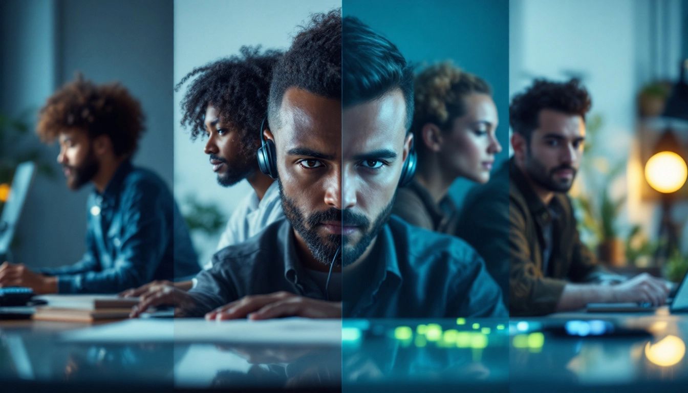 A collage representing different ways that AI content generation can be used.
