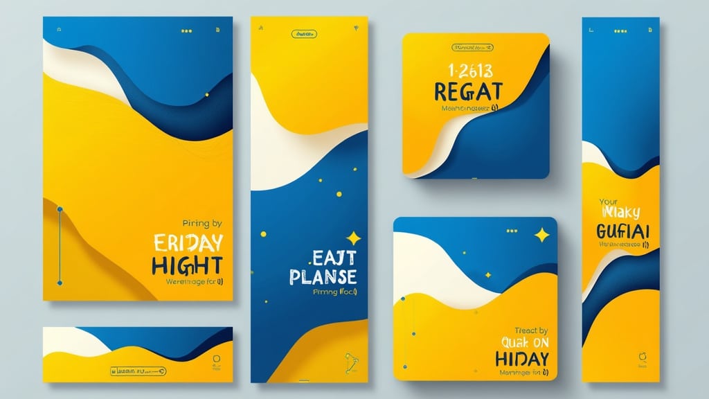 set of ai generated social media post designs in blue and yellow generated by Flux.1