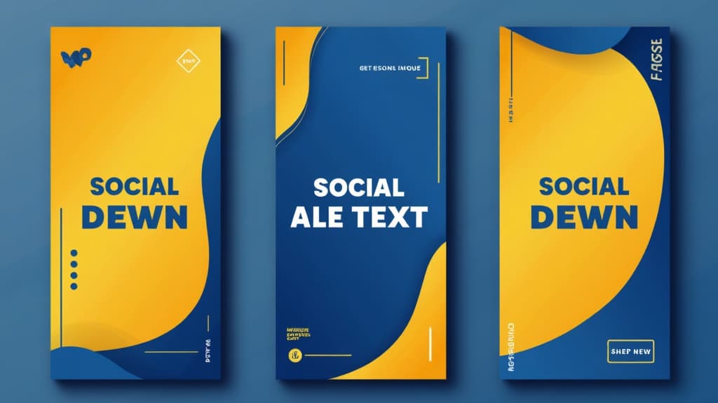 alternate set of ai generated social media post designs in blue and yellow generated by Flux.1