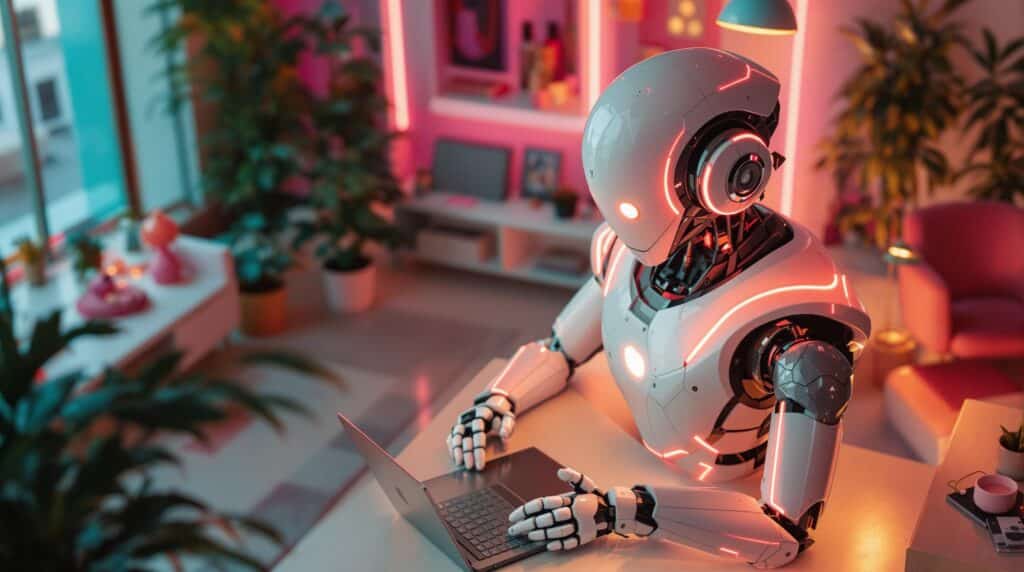 high tech robot monitoring progress