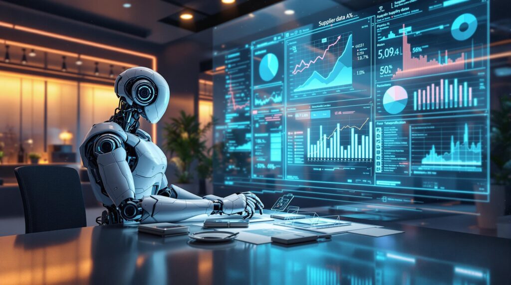 AI-powered robot analyzing supplier data