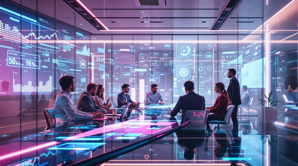 a diverse team of professionals with dynamic performance metrics
