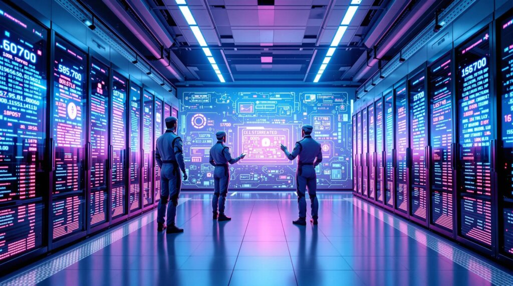 technicians monitoring secure digital vaults