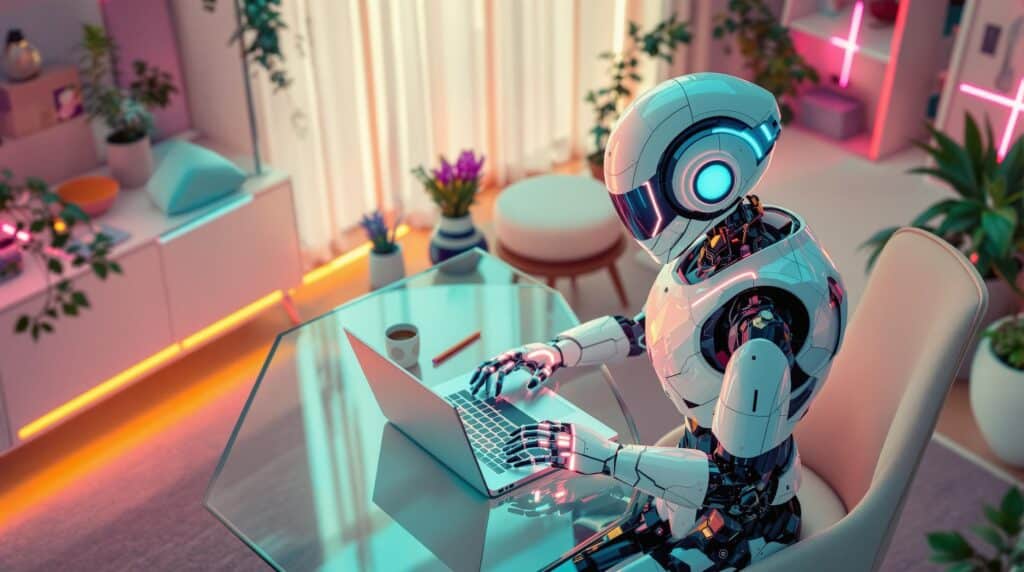a high tech robot working on creative work improvement