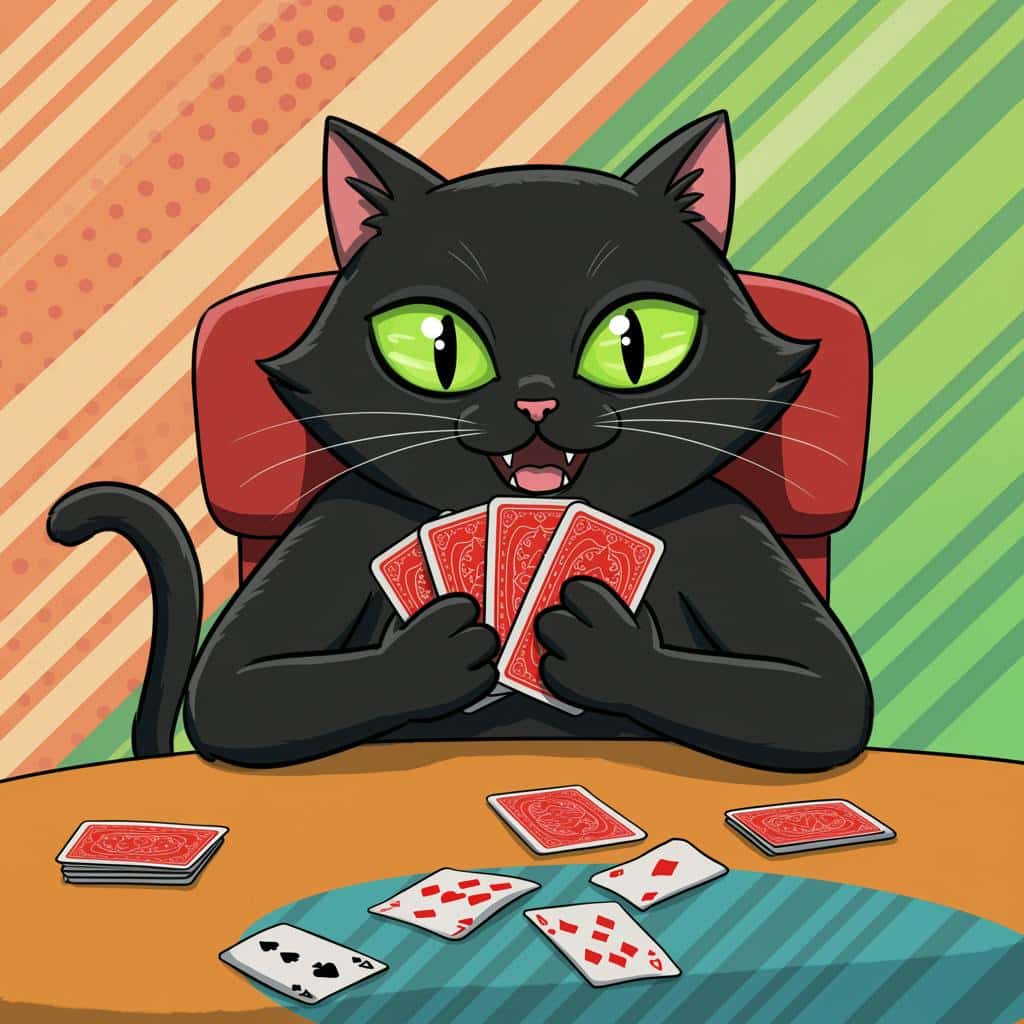 ai generated image of a cartoon cat playing cards using Imagen 3