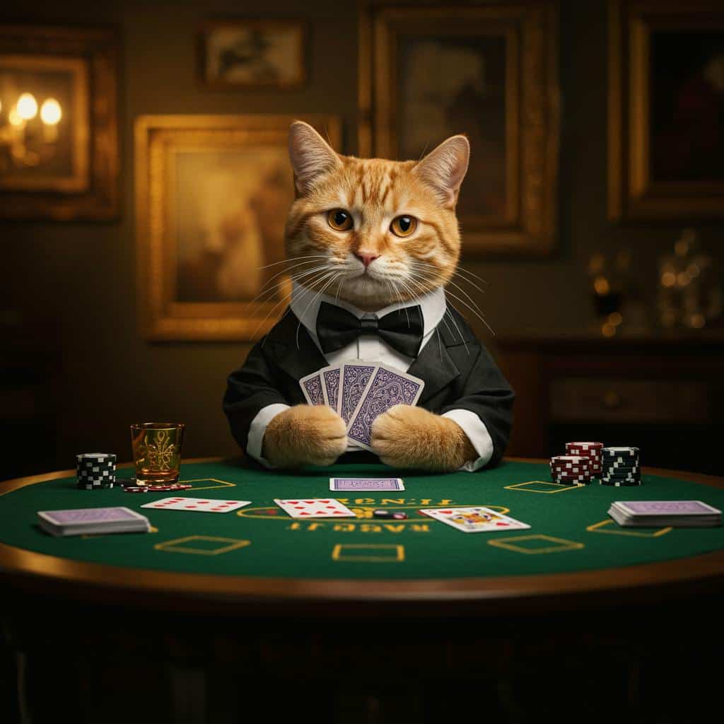 realistic ai generated photo of a cat playing cards using Imagen 3