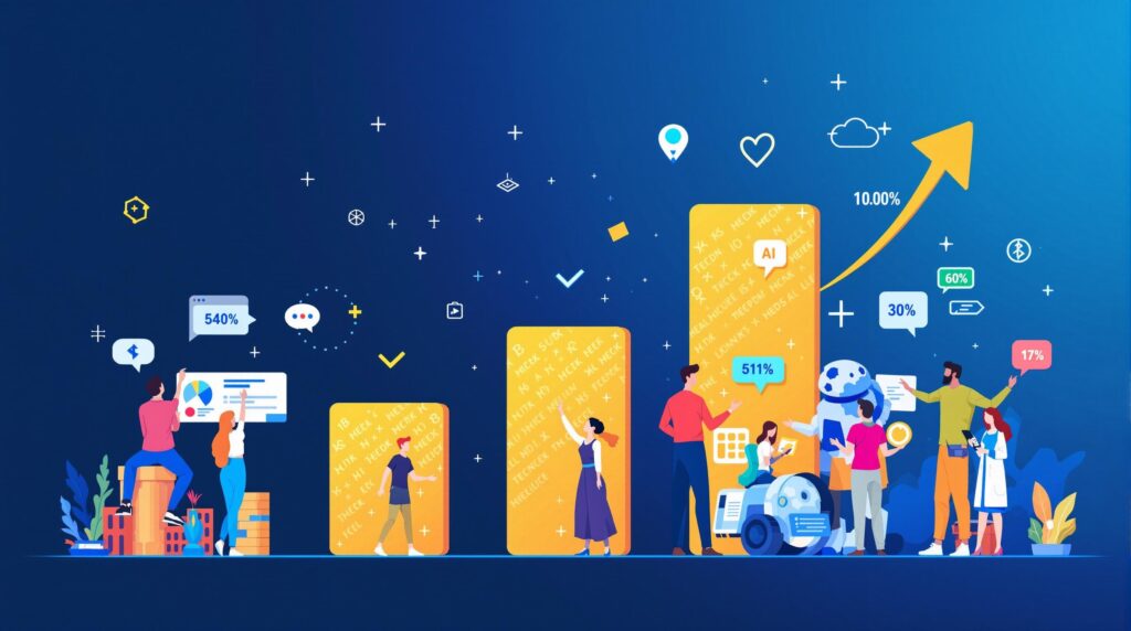 a vibrant image showcasing the AI implementation success rate