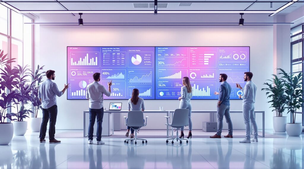 experts implementing KPI systems and collaboratively configuring KPI parameters