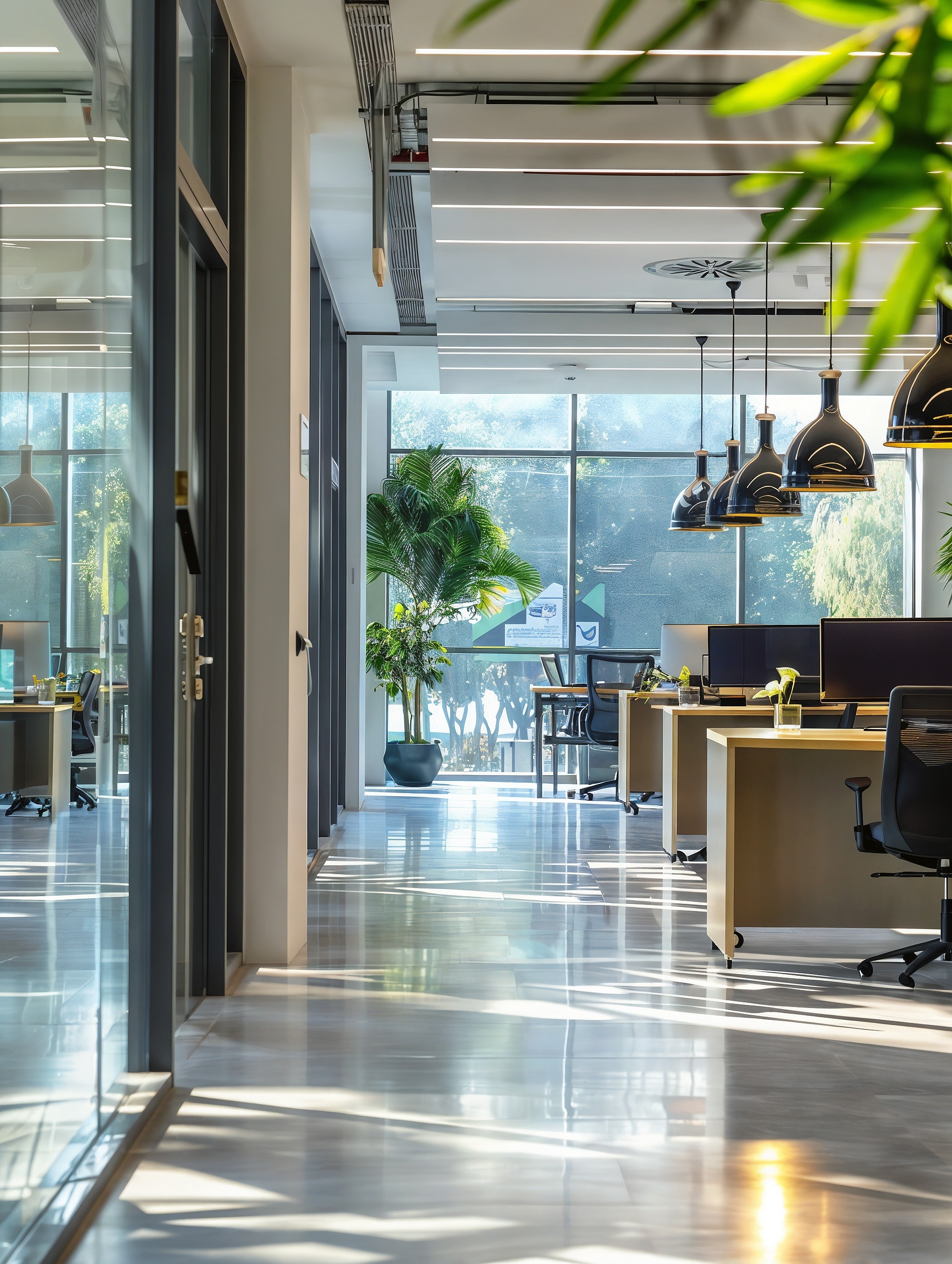 magai enterprise image of a modern workspace with natural lighting and plants around the office