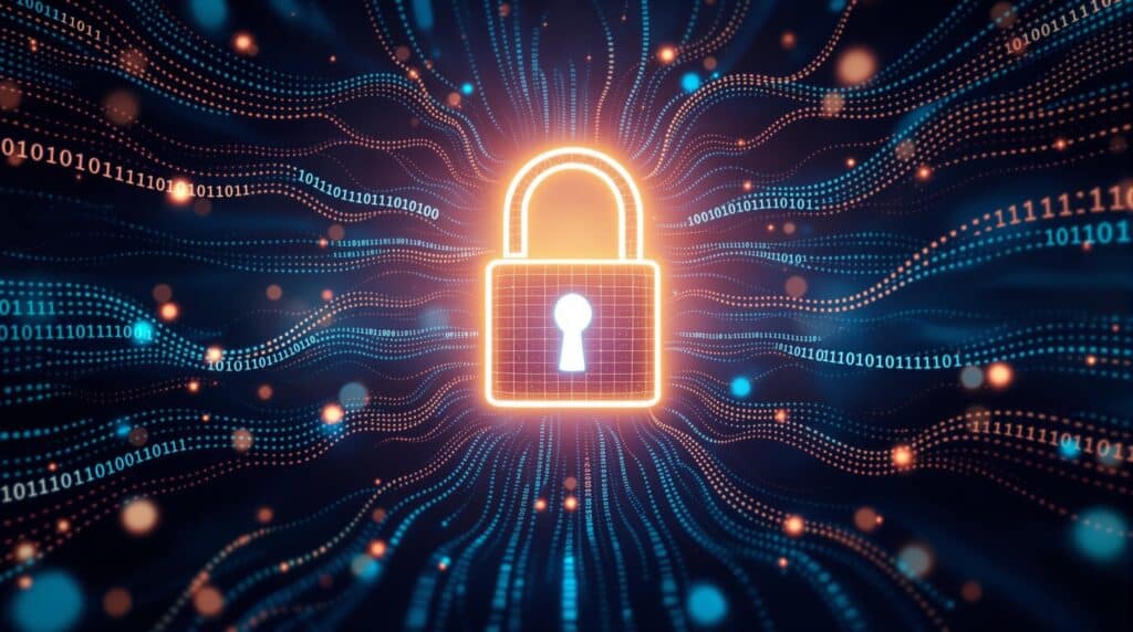 An image captures the essence of data protection through encryption technology.