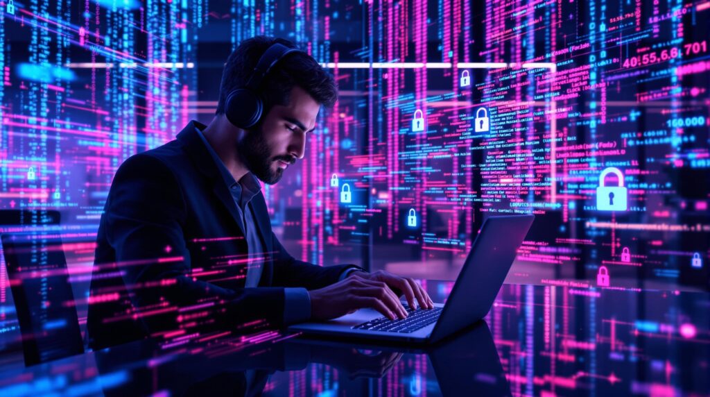 a focused cybersecurity expert working on data protection