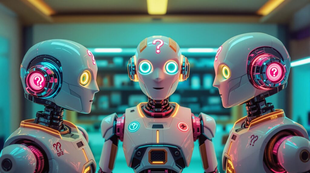 three high tech robots develop strategic thinking for creative work