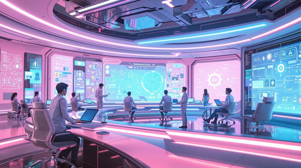 team of professionals and advanced displays of multimodal AI systems and agent-based platforms
