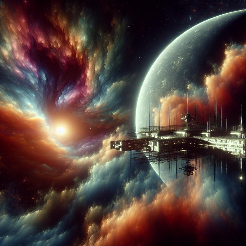 ai generated image from the prompt of a mysterious, abandoned space station orbiting a giant gas planet with swirling, colorful clouds, the station covered in cosmic dust and partially illuminated by the planet's light, evoking a sense of isolation and intrigue, digital art style, heavy use of shadows and light for dramatic effect