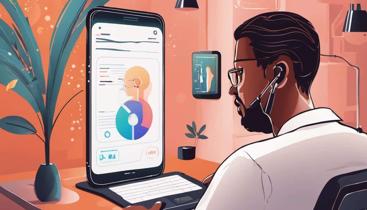 Illustration of a person using an AI assistant on a mobile device