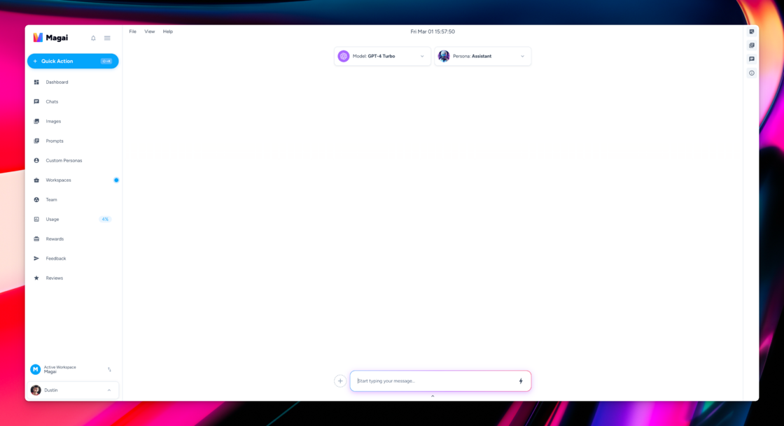 Magai Chat interface with Sidebar