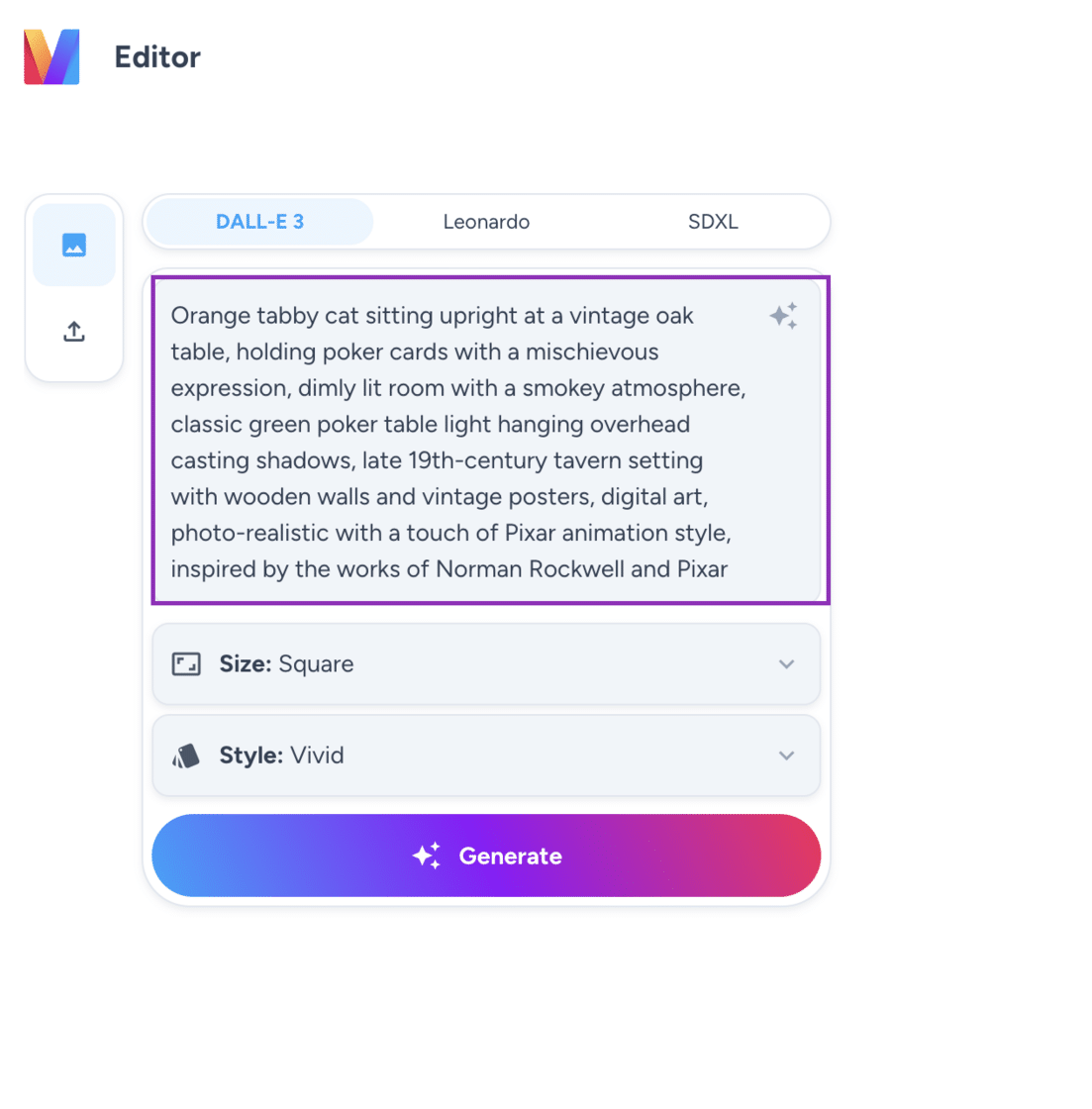 Magai update: screenshot of enhanced image prompt