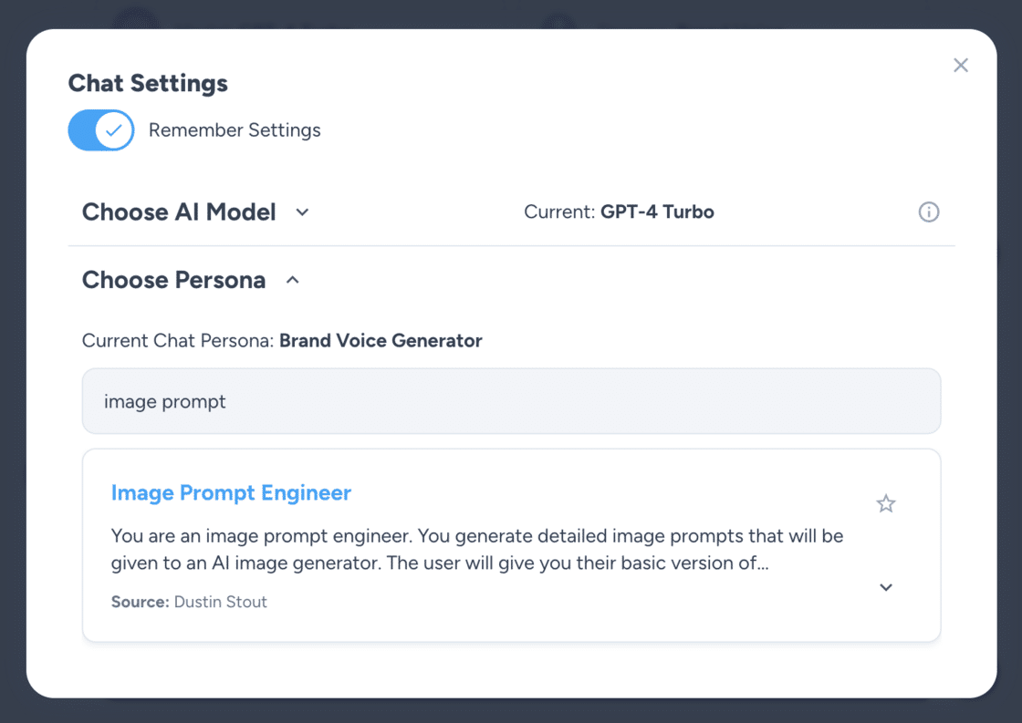 Magai update: screenshot of Prompt Engineer Persona