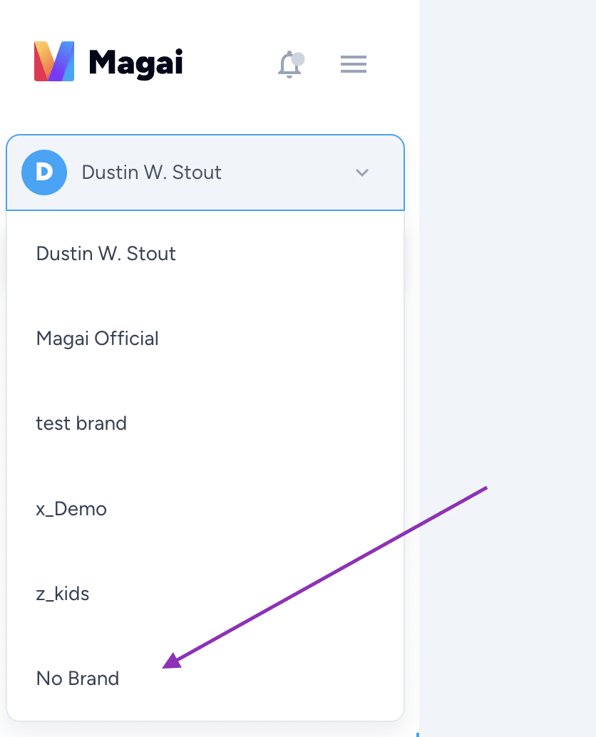 Magai update: "no brand" option
