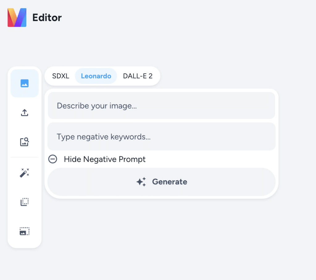 screenshot of magai's Leonardo integration with a negative prompt field