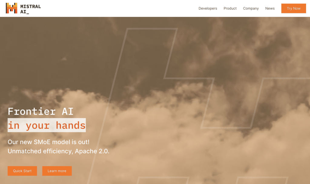 mistral homepage screenshot