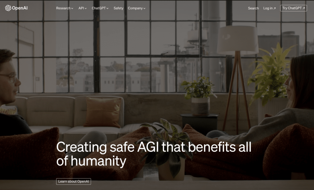 openai homepage screenshot