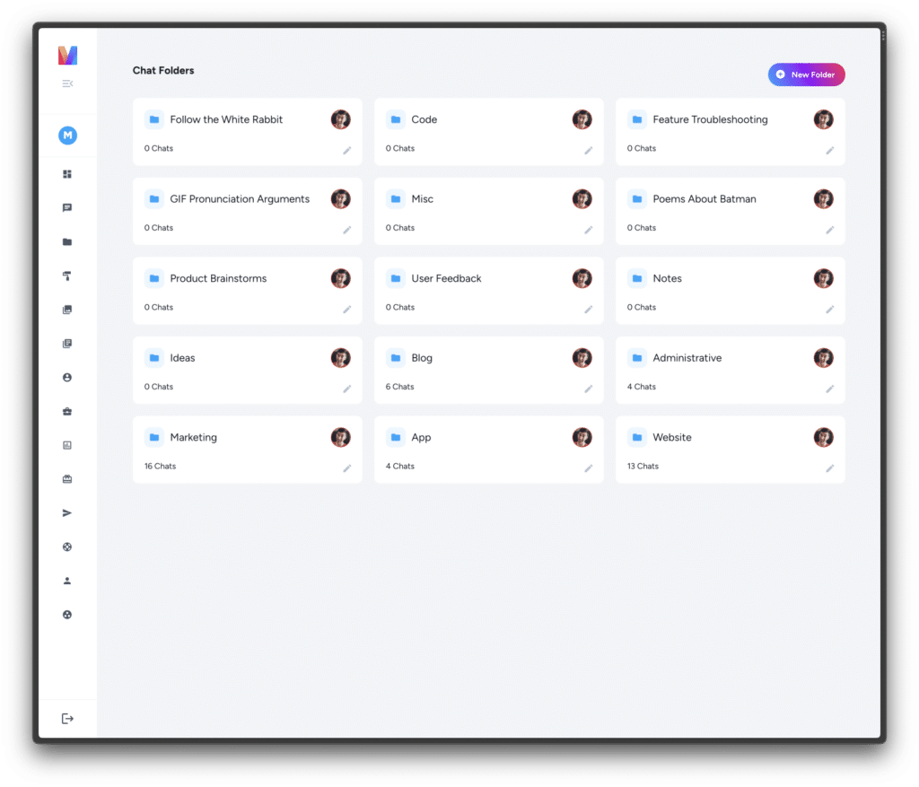 screenshot of magai's folders